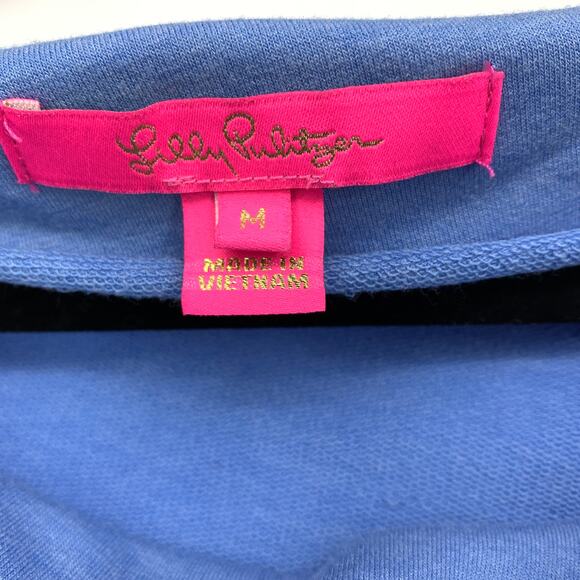 Lilly Pulitzer Sheera Top Womens Sz M Heathered Blue Thistle Draped One Shoulder - Picture 5 of 7